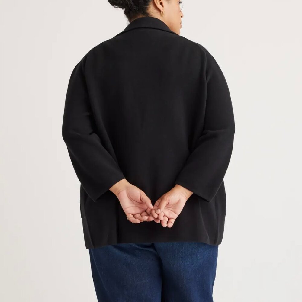 Quince 100% Organic Cotton Knit Blazer in Black Size 2X - Picture 3 of 8